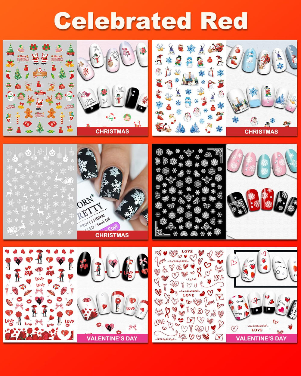 IDDFEVE pegatinas para uñas – colección de 36 láminas para combinar con esmalte.