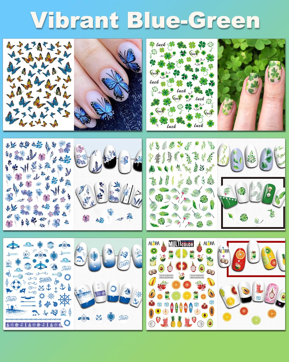 IDDFEVE pegatinas para uñas – decoraciones de flores y mariposas para uñas.