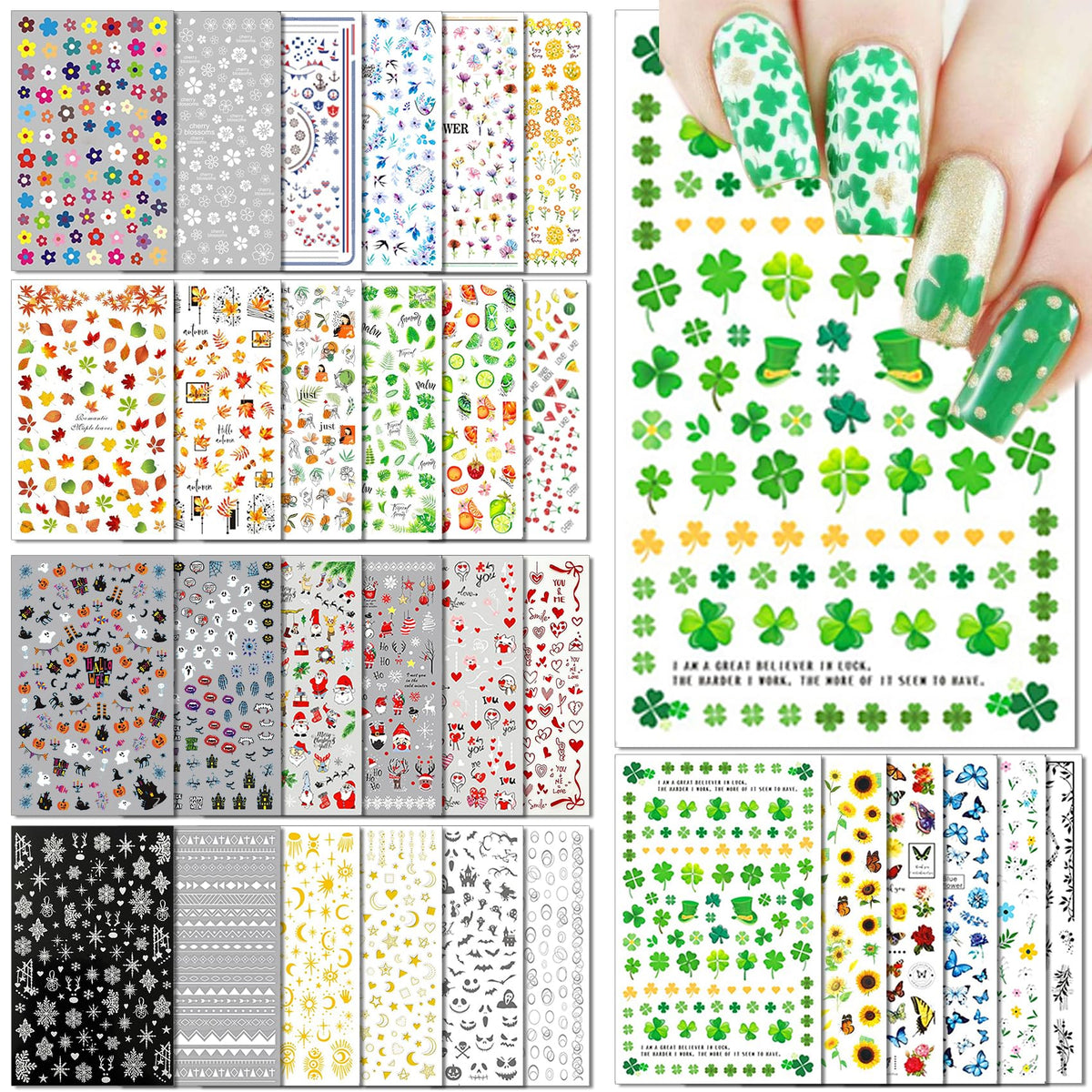IDDFEVE set de 30 pegatinas para uñas, decoración rápida.