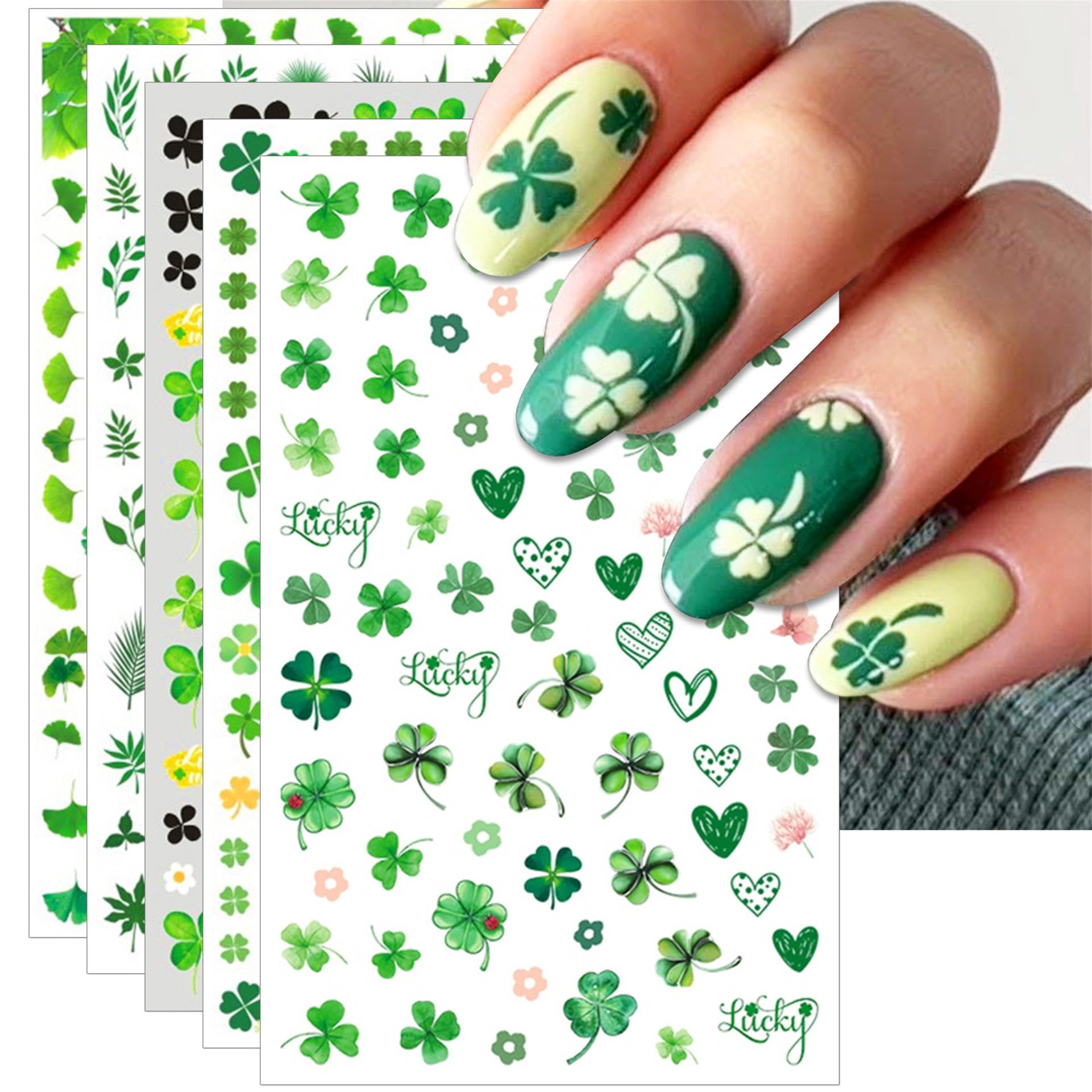 IDDFEVE shamrock collection nail stickers add festive shine on nails