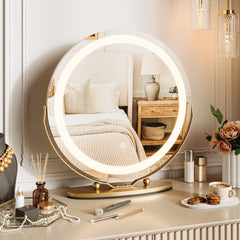 IDEALHOUSE 19-inch round vanity mirror with lights for precise makeup in any lighting