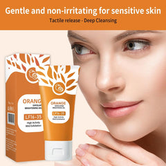 Identicalven textura gel exfoliante naranja, experiencia sensorial cítrica y suave.