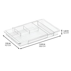 iDesign Clarity drawer-organizer-11-25-18-5 keeps cosmetics and brushes neatly grouped.