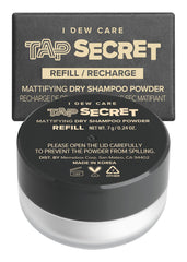 I DEW CARE Tap Secret dry shampoo powder tub for instant refresh on oily hair.