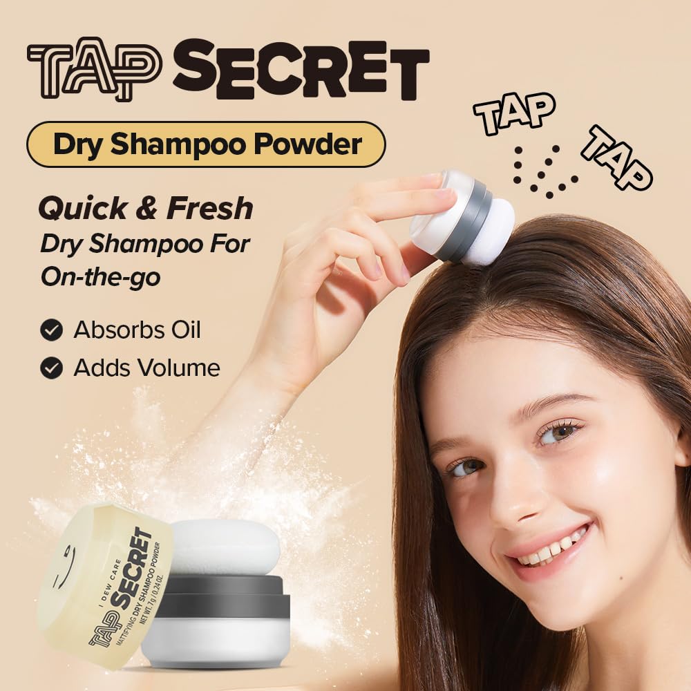 I DEW CARE Tap Secret Original Duo powder dispersion highlights quick oil absorption.