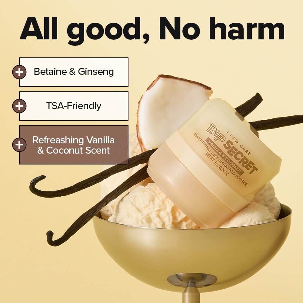 Aroma vainilla cálida y coco de Tap Secret para el cabello