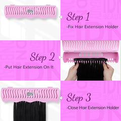 IDN Beauty Hair Extension Holder Stand in rose, use during washing and drying.