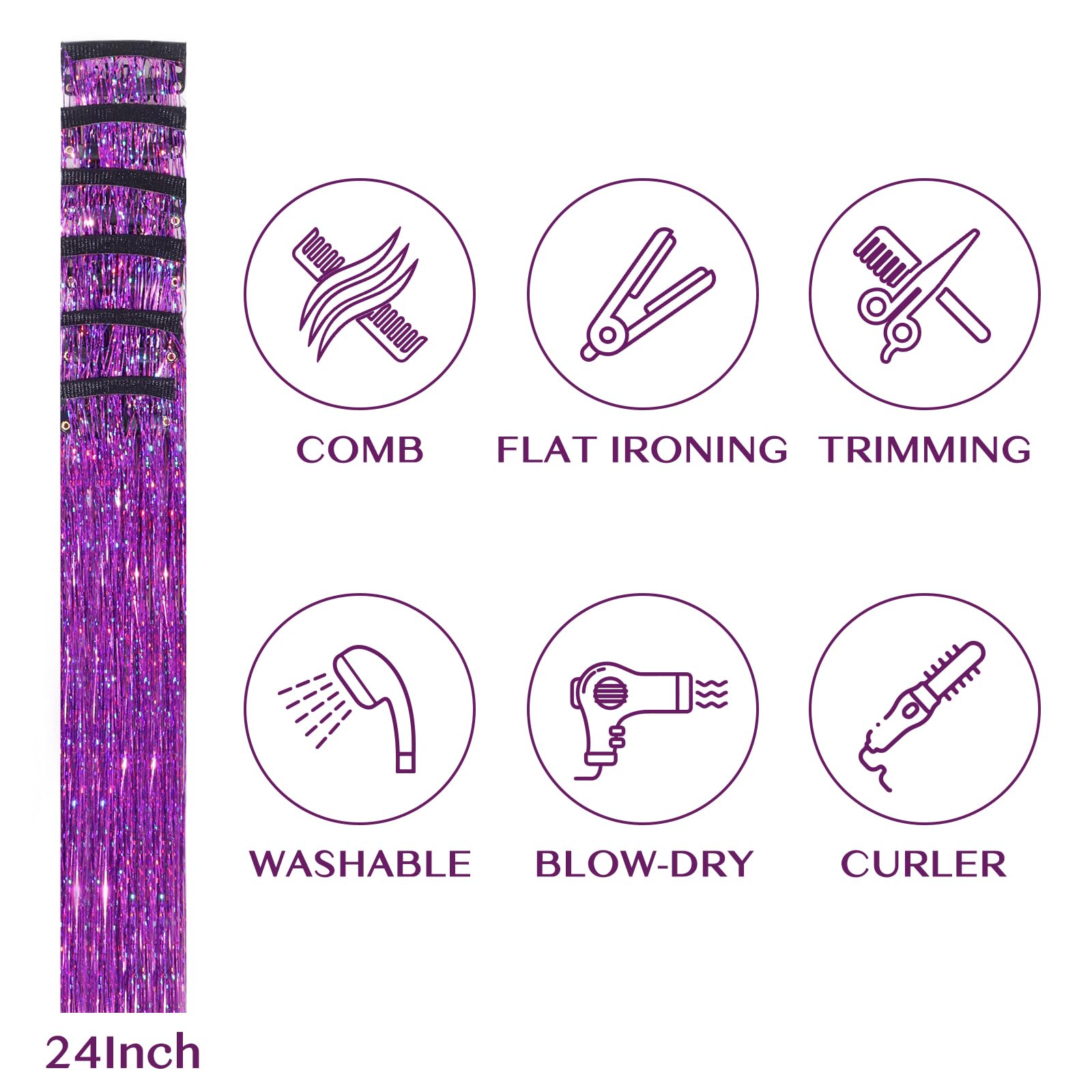 IDN Beauty skin-friendly polyester tinsel stays soft and tangle-free.