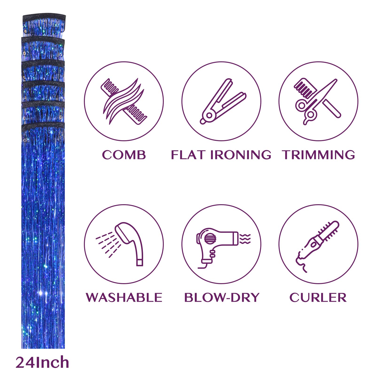 IDN Beauty tinsel clip-in 6pcs sets elevate party-ready bling with easy application.