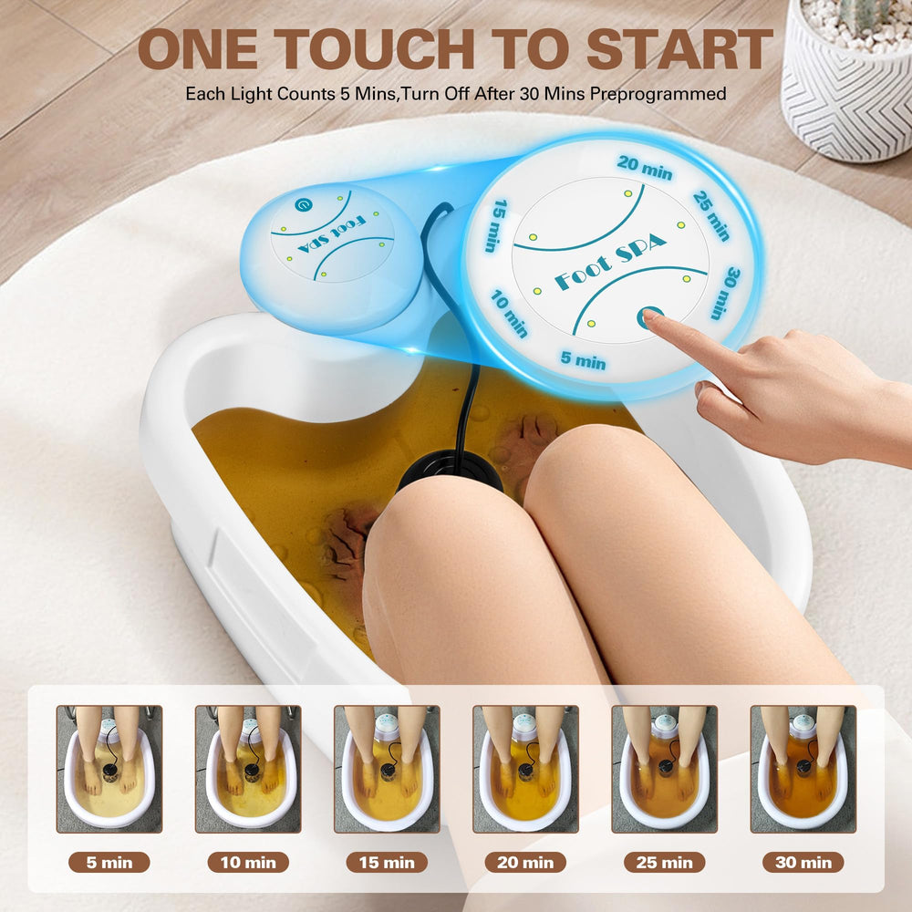Idudbid Foot Bath with warm water illustrates at-home spa relaxation.