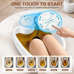 Idudbid Foot Bath with warm water illustrates at-home spa relaxation.
