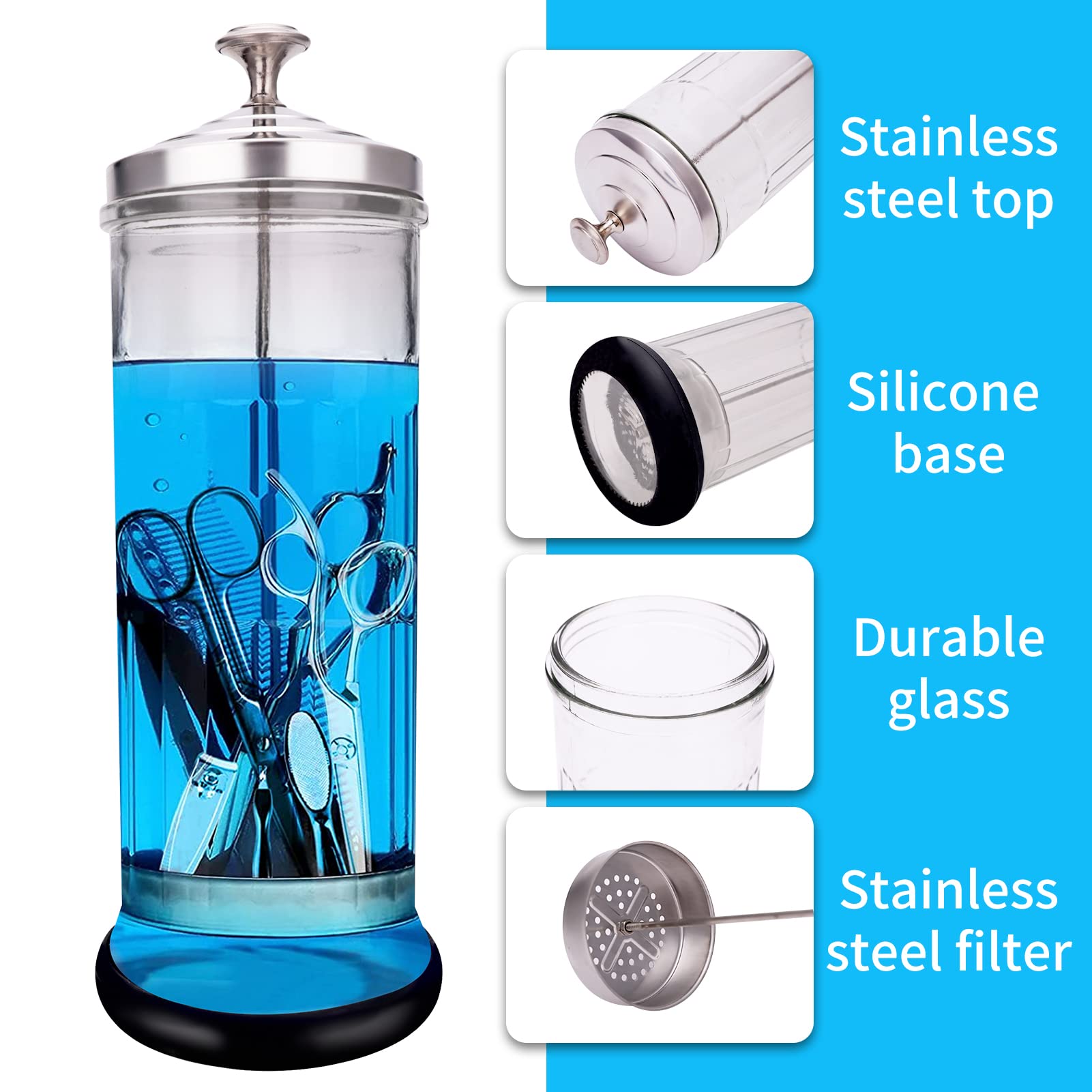IEBARBER disinfectant jar lid with easy-grip knob for handling.
