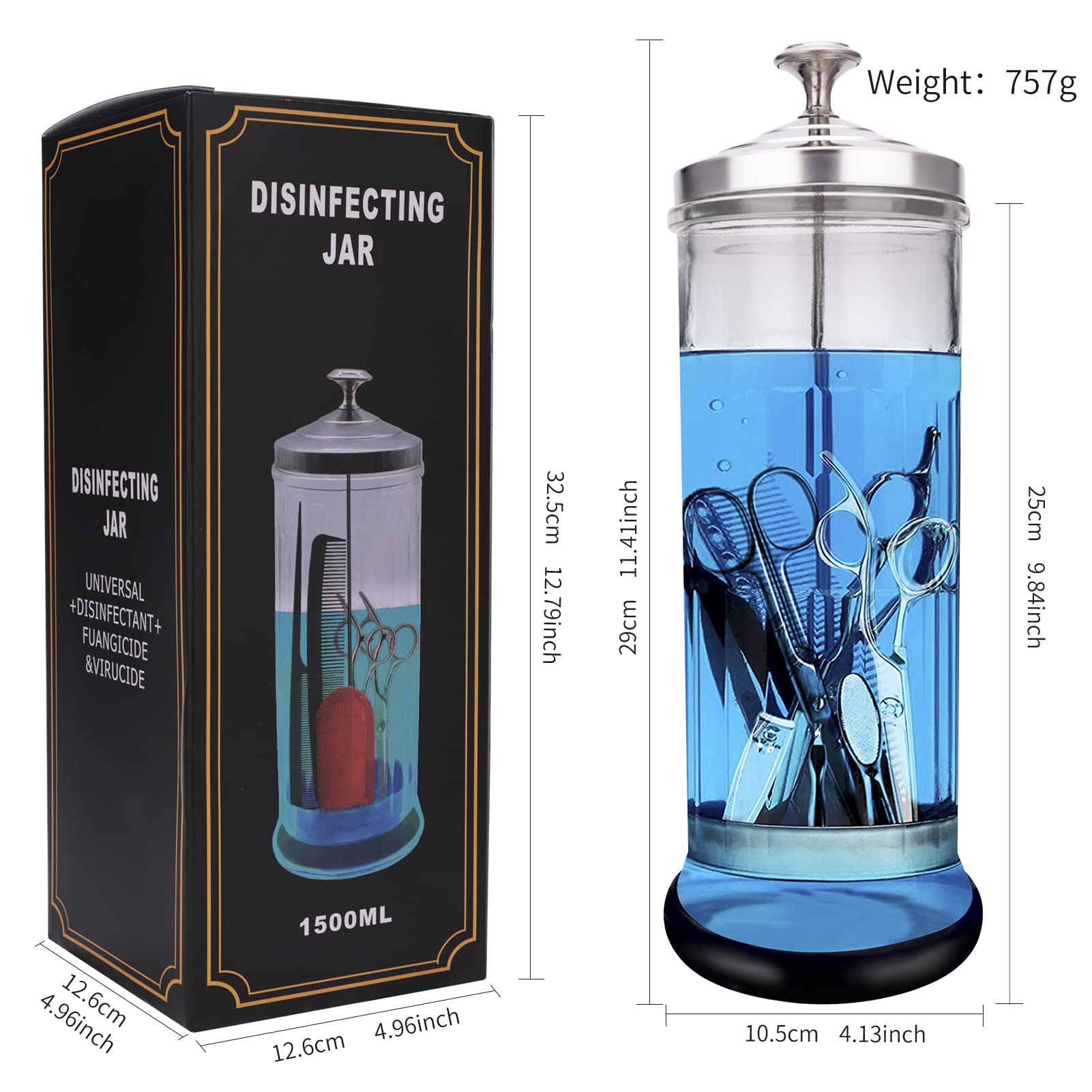 IEBARBER sterilizer jar with removable stainless steel basket for easy cleaning.