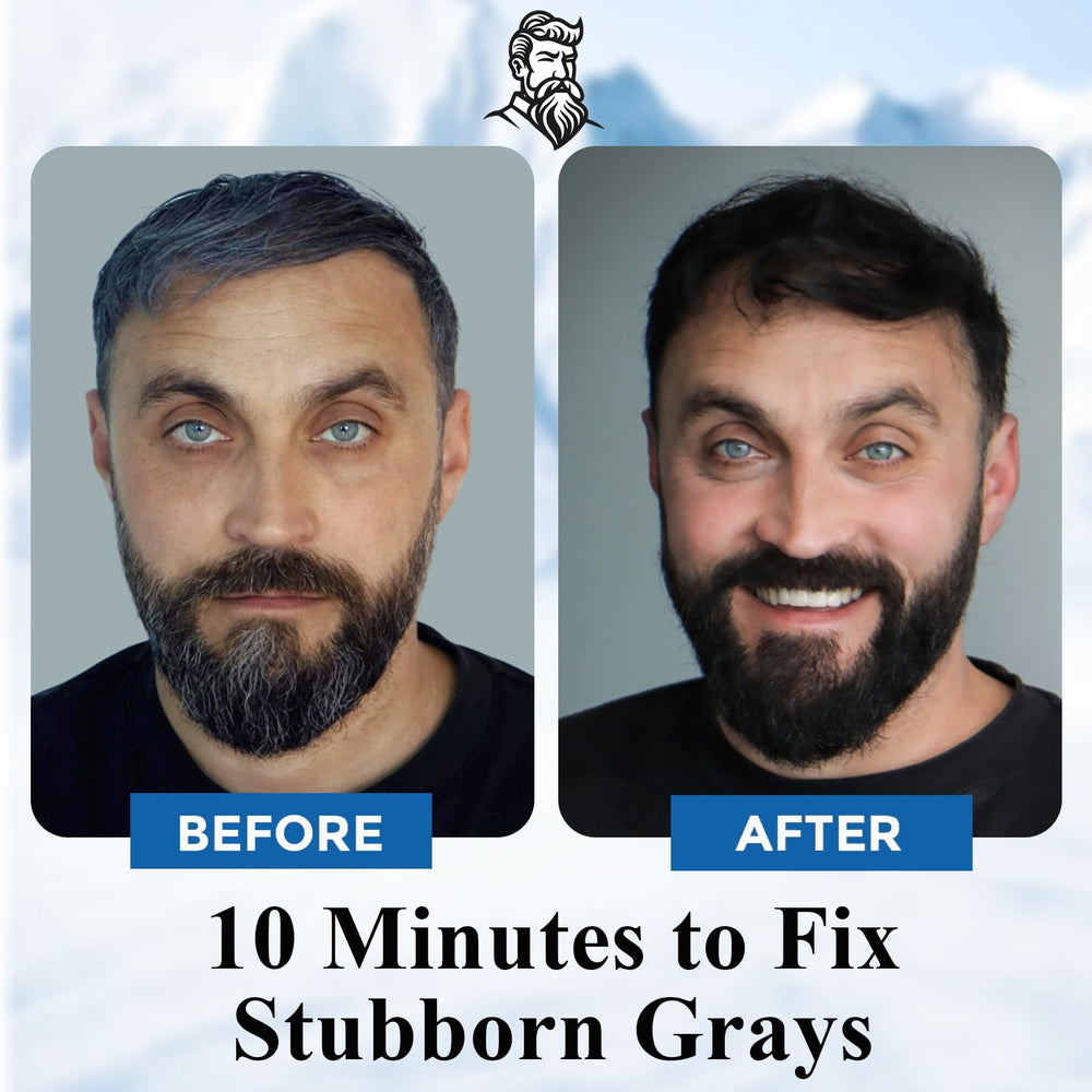 iemokoda beard and hair dye bottle in use for seamless color application.