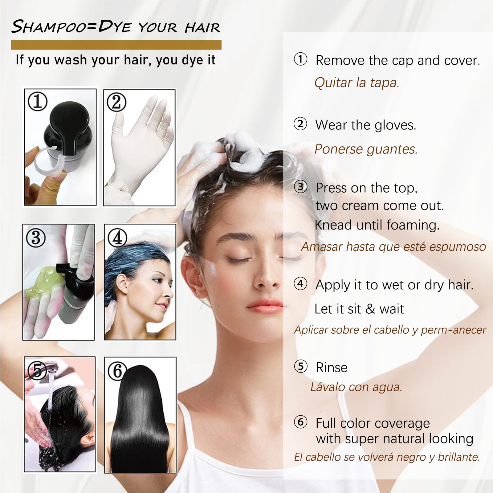 iemokoda Chestnut Brown Hair Dye Shampoo includes gloves for easy use.