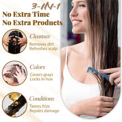 iemokoda Chestnut Brown Hair Dye Shampoo gray coverage for all hair types.