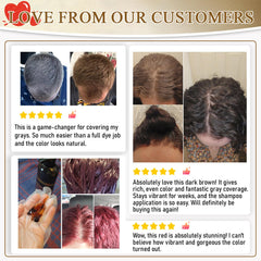 iemokoda Instant Black Hair Dye Shampoo user wearing gloves for mess-free use.