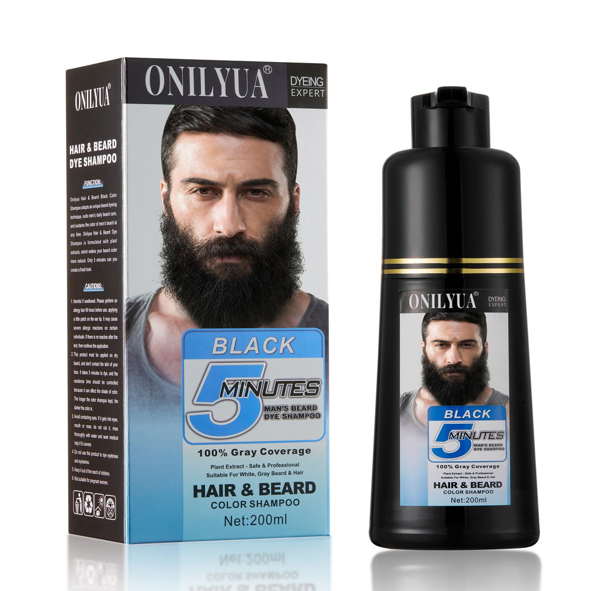 iemokoda men's black dye application on beard for quick gray coverage.