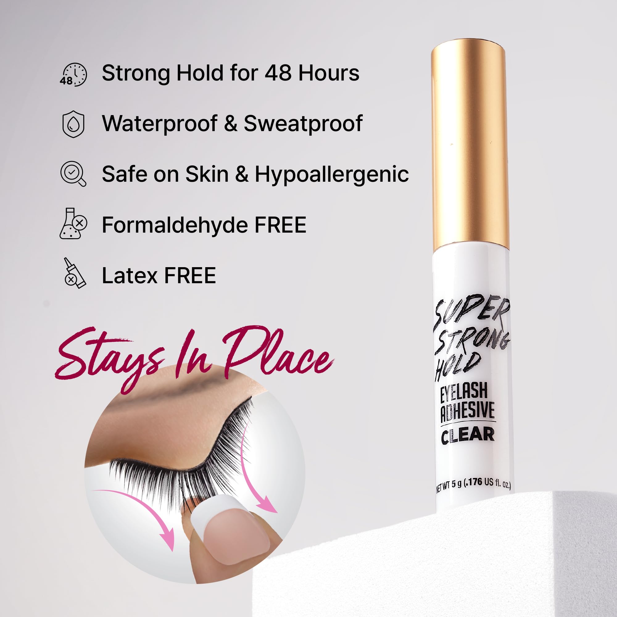 iENVY lash adhesive with brush applicator for precise, clean lash application.