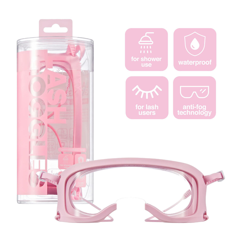 iENVY Lash Guard with adjustable ear straps for secure fit in pink.