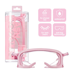 iENVY Lash Guard with adjustable ear straps for secure fit in pink.