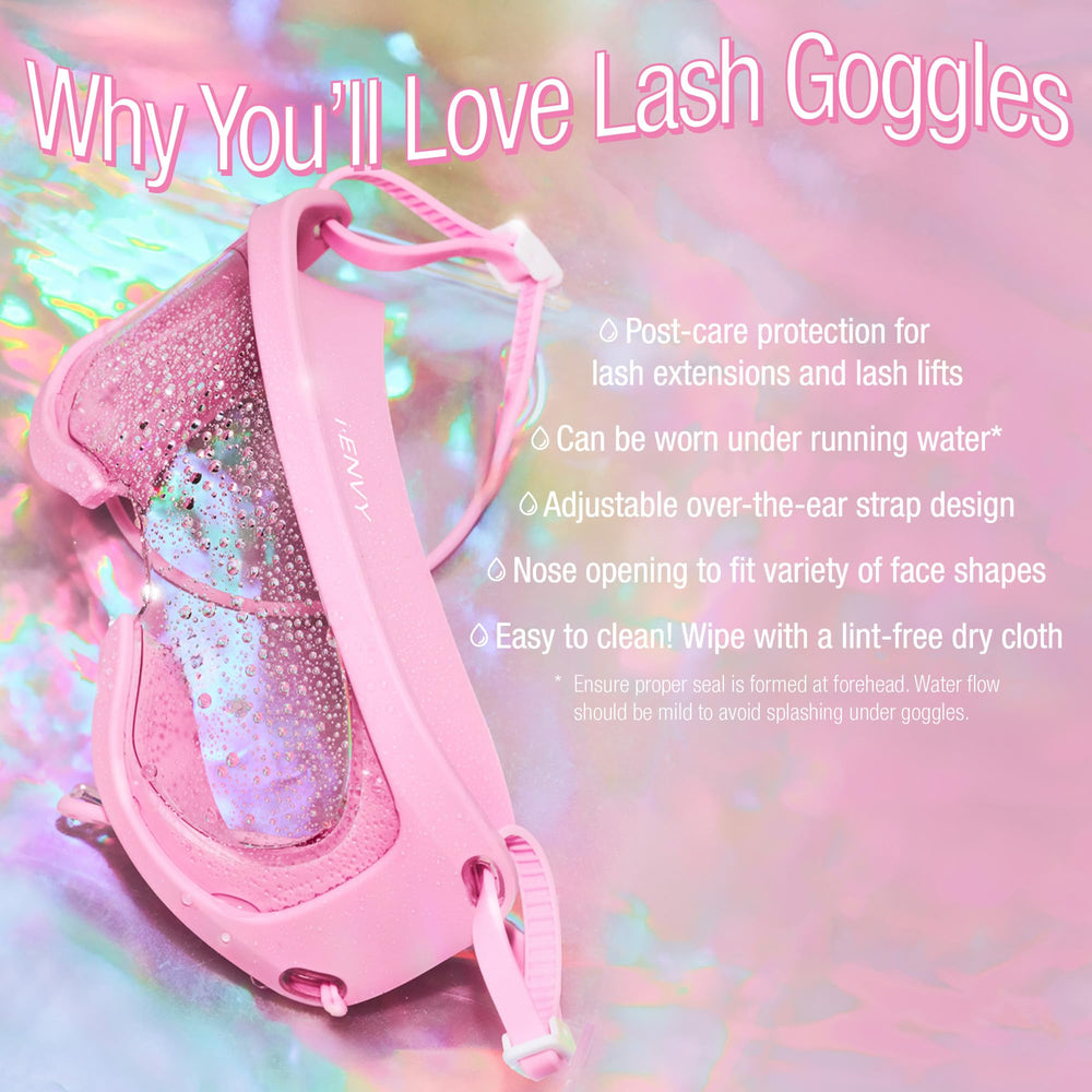 iENVY Lash Guard nose opening design shown for comfortable wear in pink.
