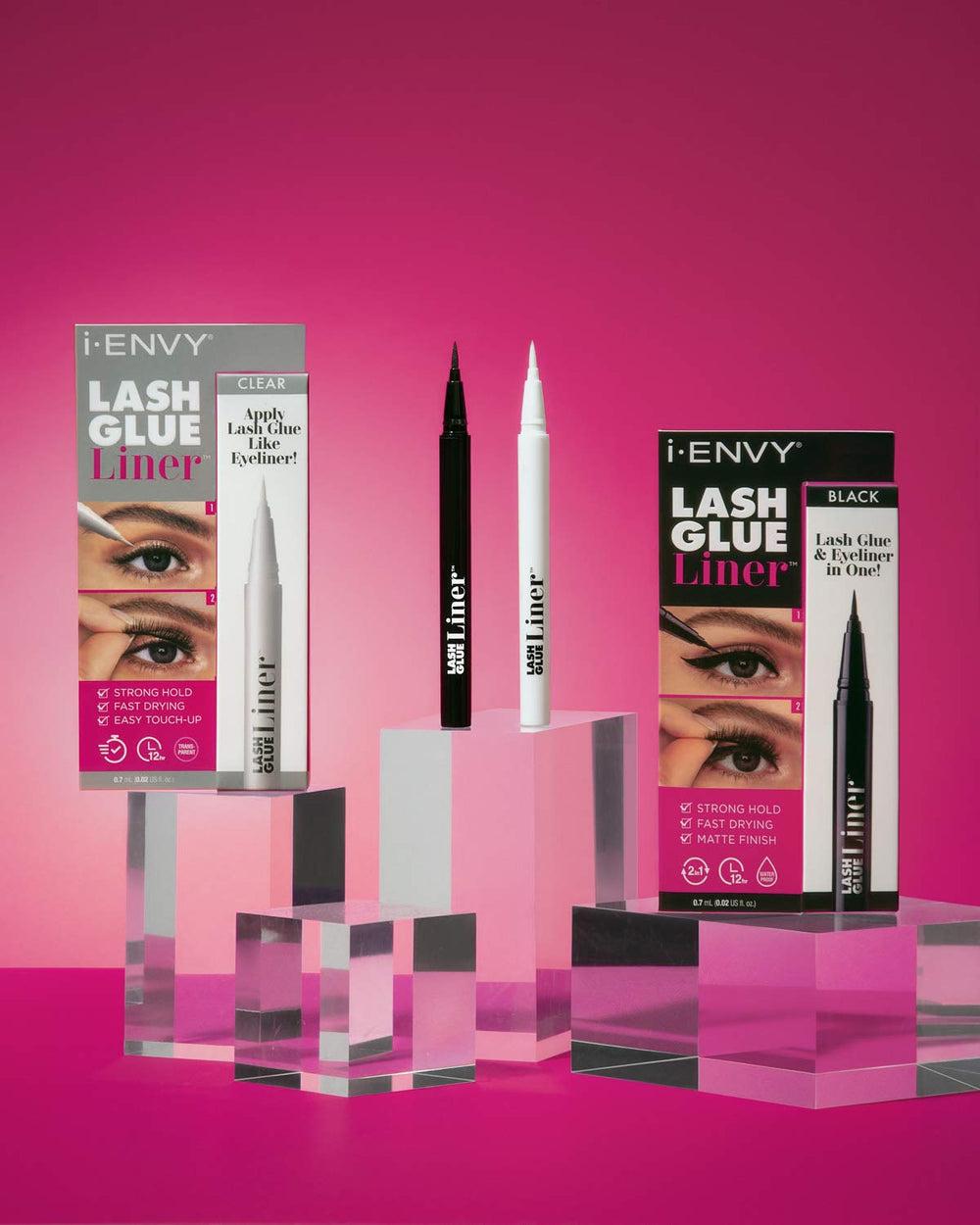 iENVY matte finish eyeliner adhesive helps lashes stay secure without lifting.