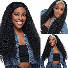 iesste headband wig deep wave 20-inch showing natural movement for daily styling