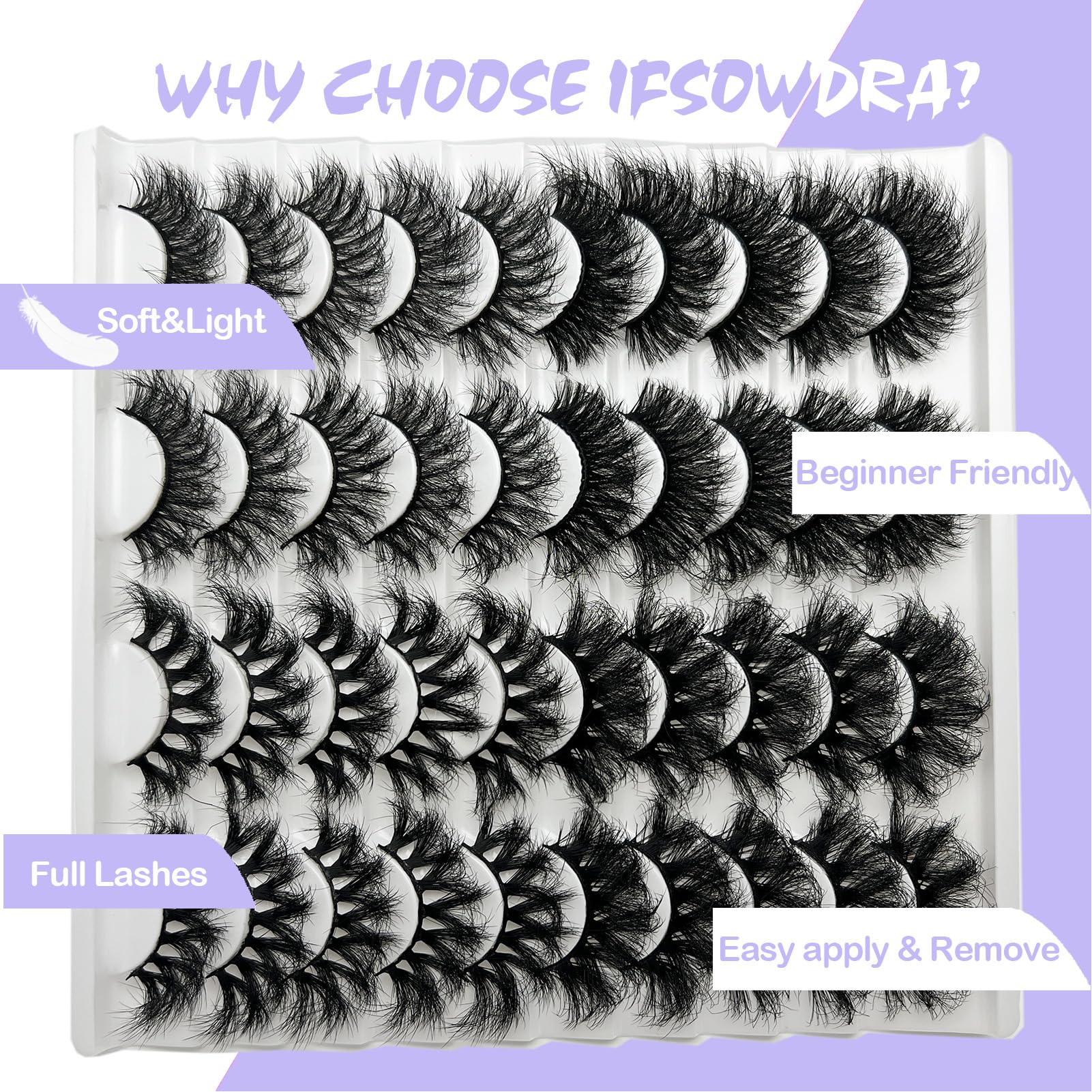 IFSOWDRA 3D multi-layered mink lashes deliver full, feathered volume