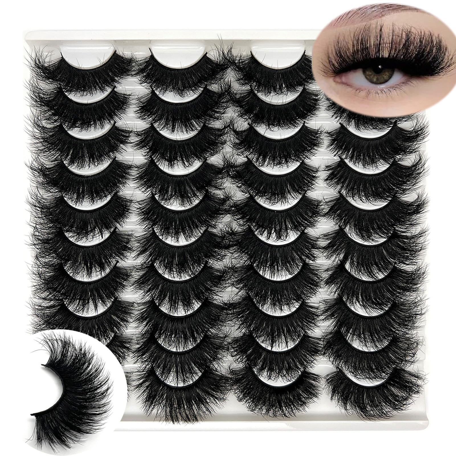 IFSOWDRA mink lashes 20mm fluffy wispy for soft dramatic eyes