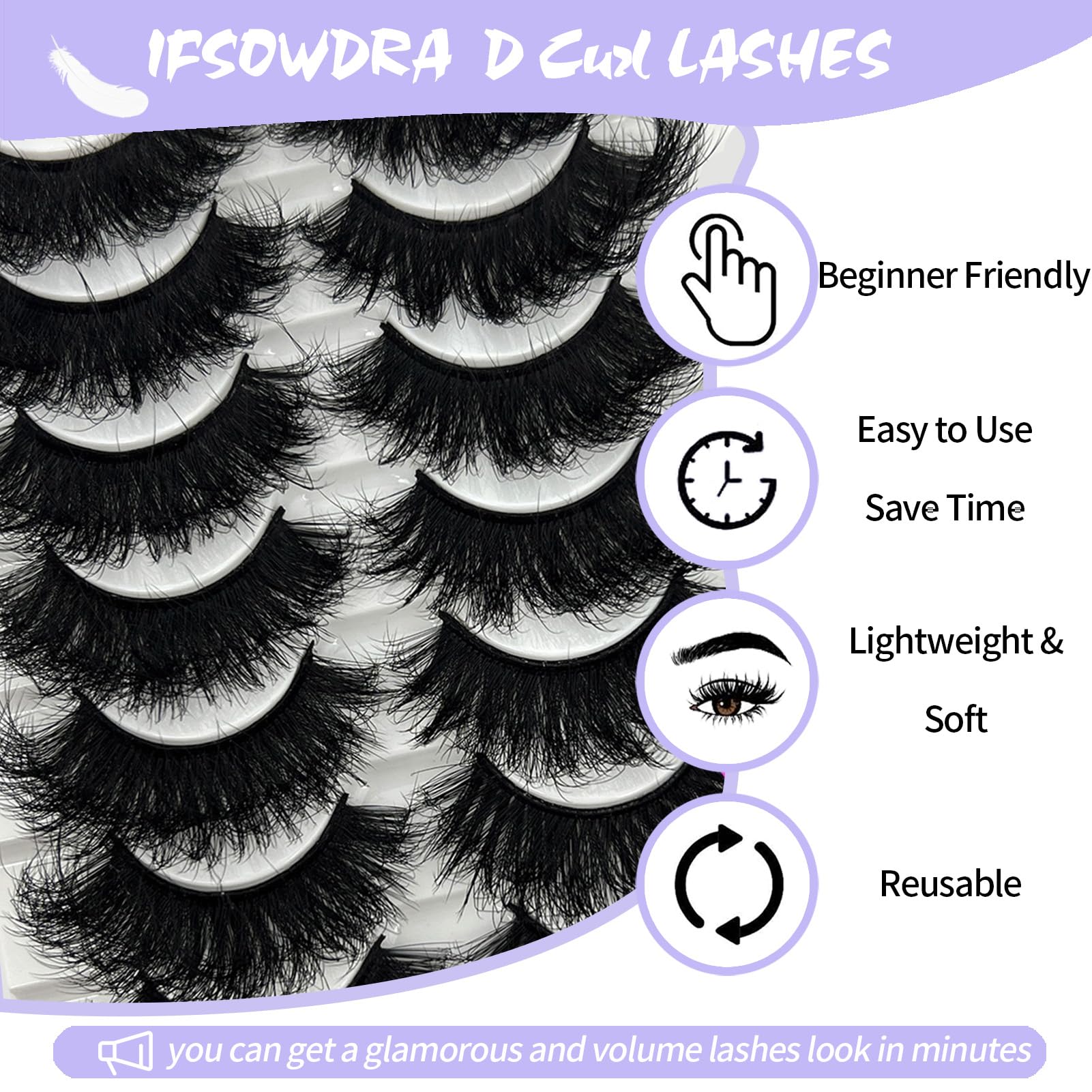 IFSOWDRA natural-look long-wear mink lashes for day to night