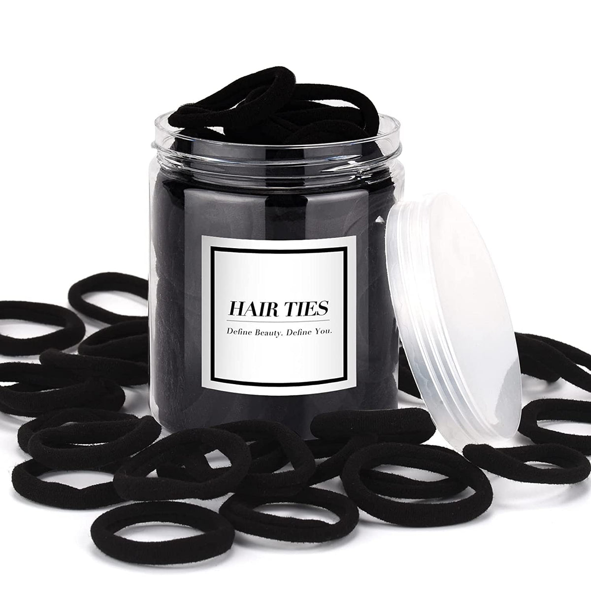 iFwevs 50pcs black hair ties for everyday ponytails offer secure hold without damage.