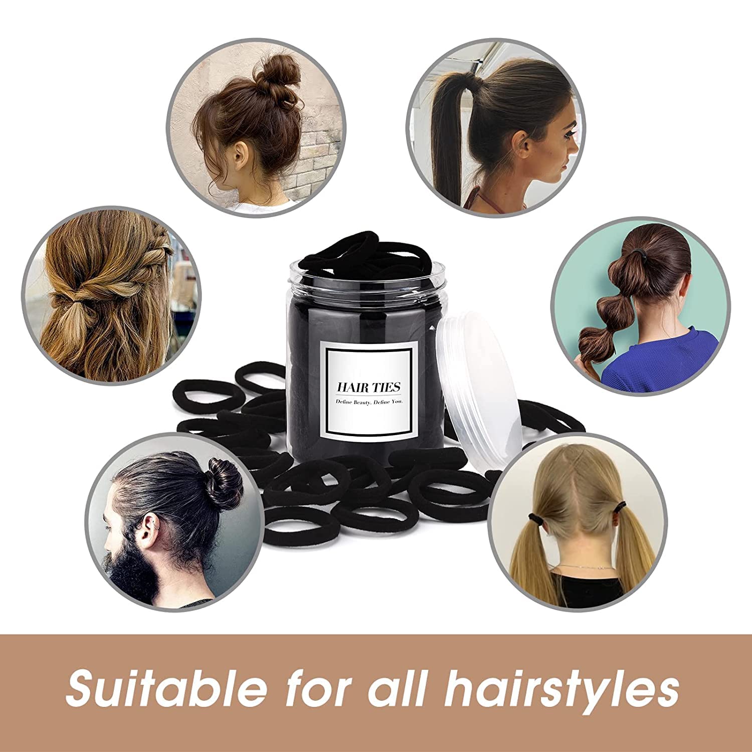 iFwevs durable hair ties keep thick or curly hair firmly in place.