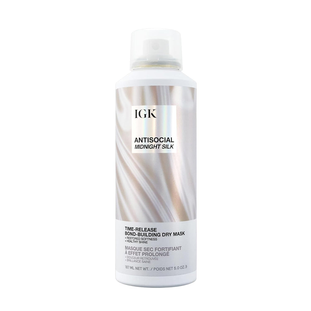 IGK Antisocial Midnight Silk bottle front view with limited-edition design and no-rinse spray cue