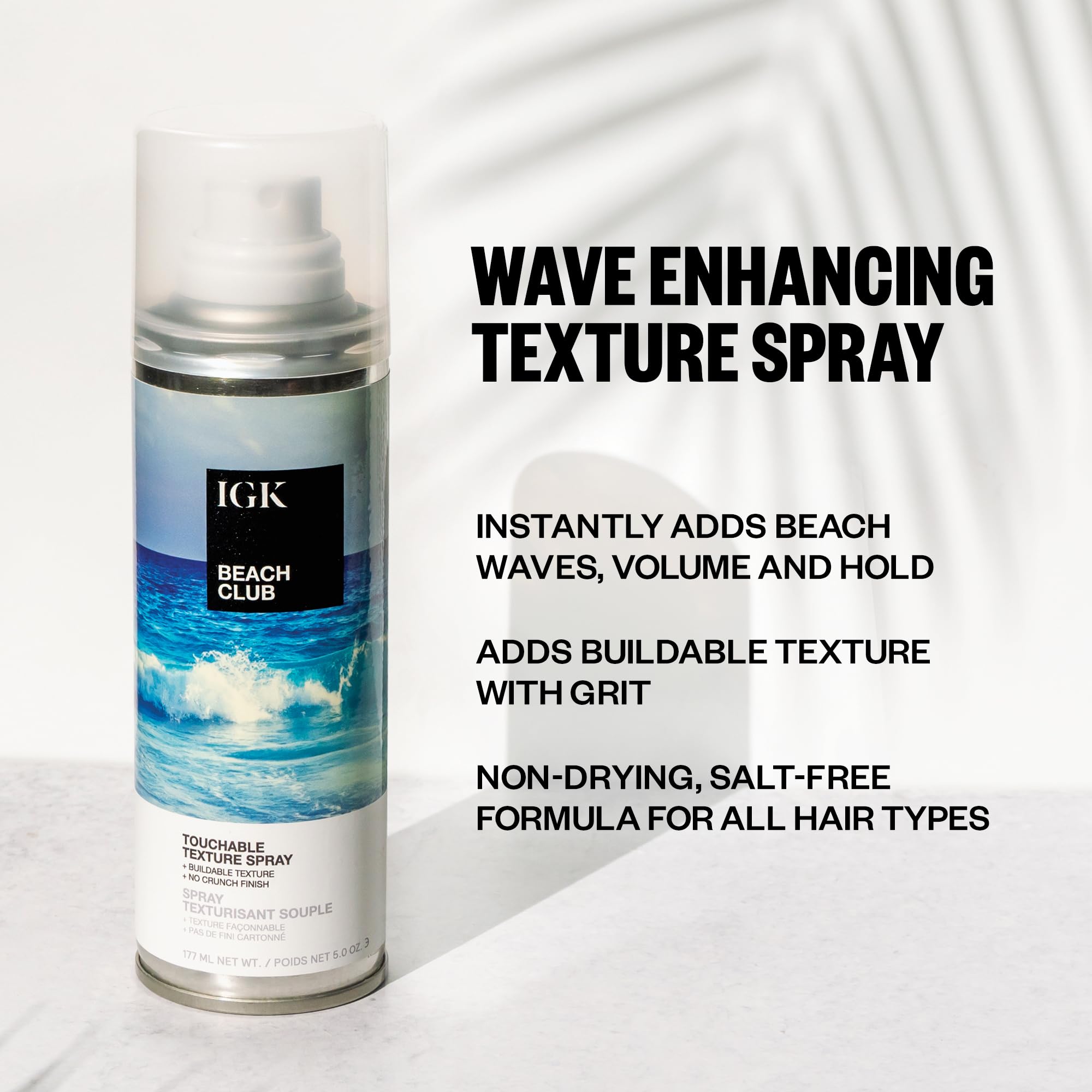 IGK Beach Club Texture Spray dispenser top for mess-free use