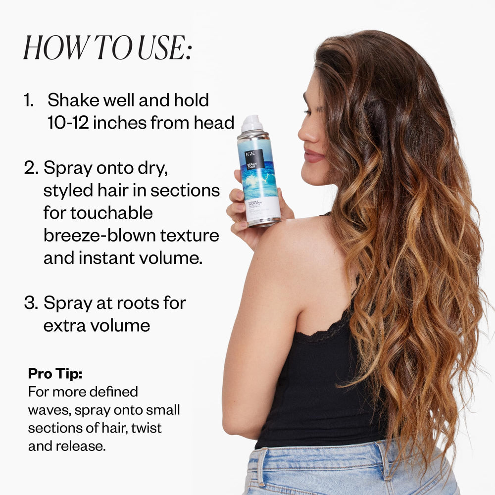 IGK Beach Club Texture Spray provides UV protection for color-treated hair