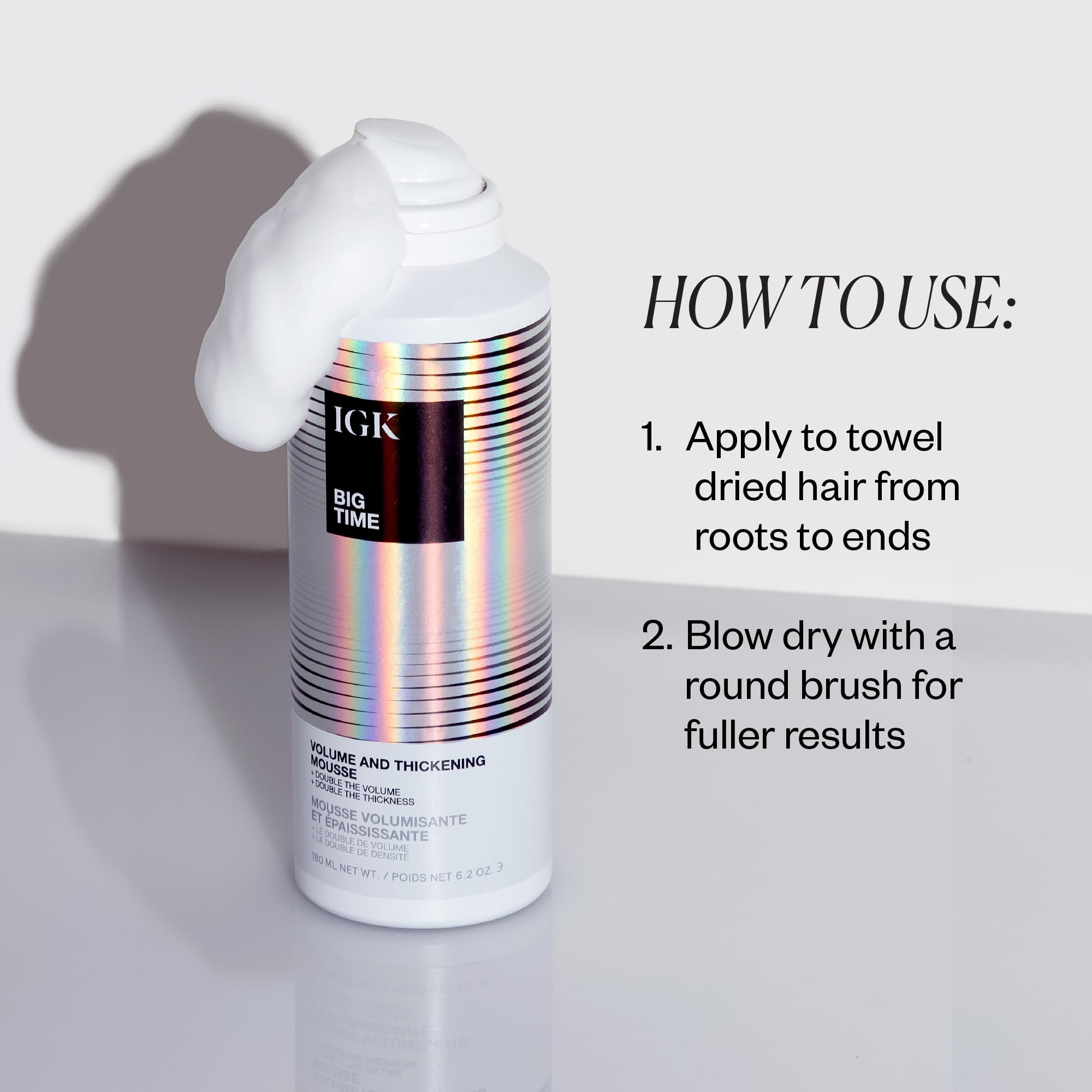 IGK Big Time Volume Mousse airy texture and soft thickness without stiffness