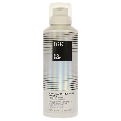 IGK Big Time Volume Mousse bottle provides weightless body for fuller hair