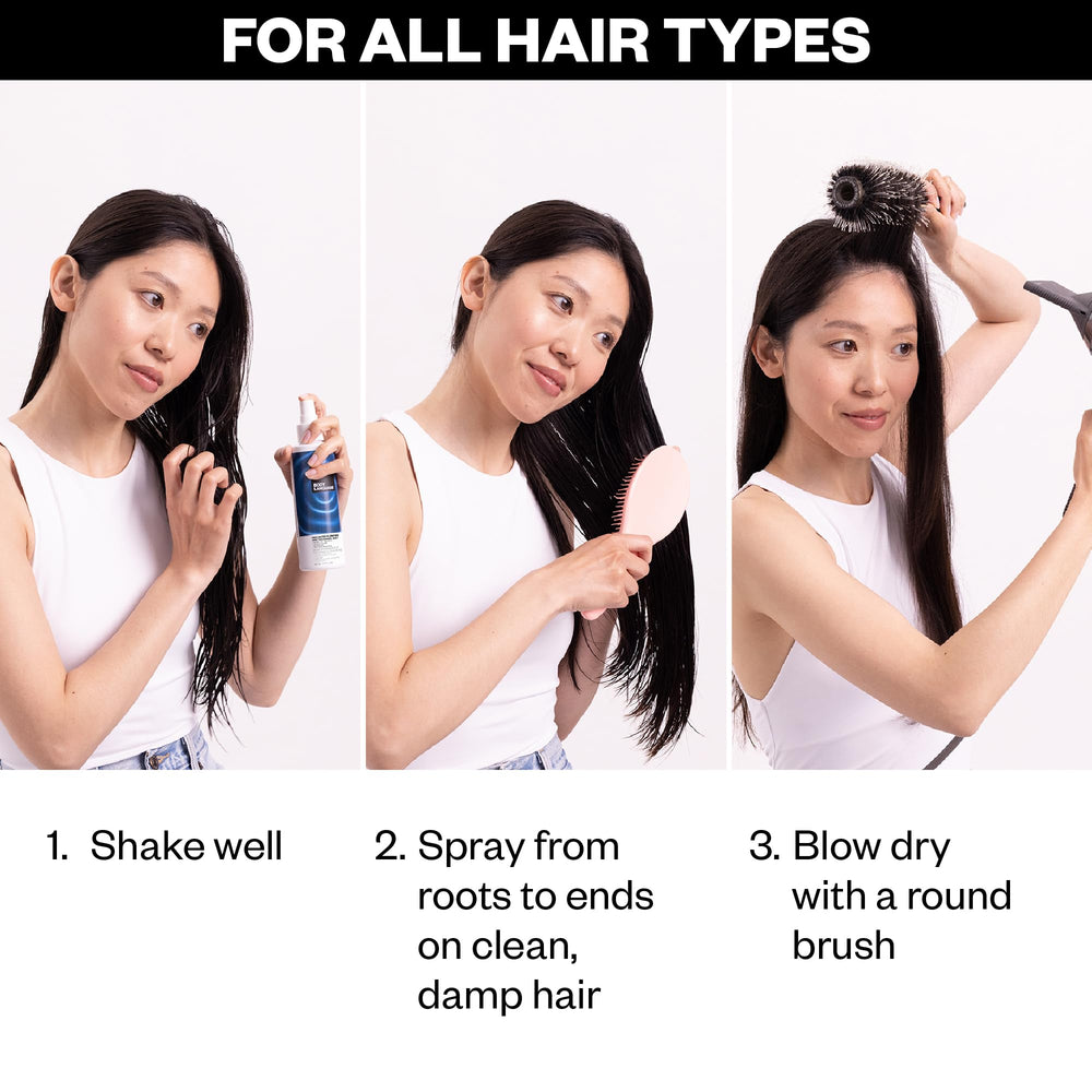 IGK Body Language Rice Water Mist pea peptides create thicker-looking strands.