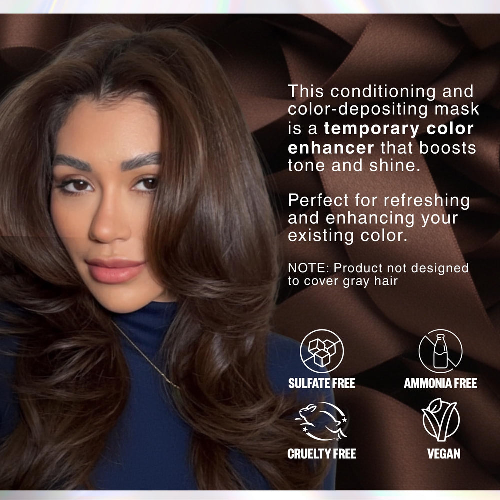 IGK Brown Bella bottle pour showing easy application and color payoff.