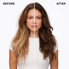 IGK Brown Bella hair shine after use highlighting glossy brunette strands.