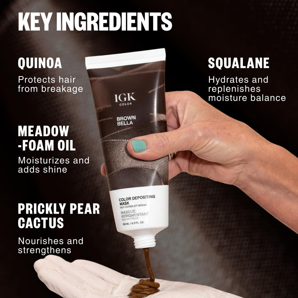 IGK Brown Bella packaging display showing full product and shade.