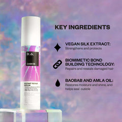 IGK Cash In Instant Repair Serum close-up of glossy liquid texture.