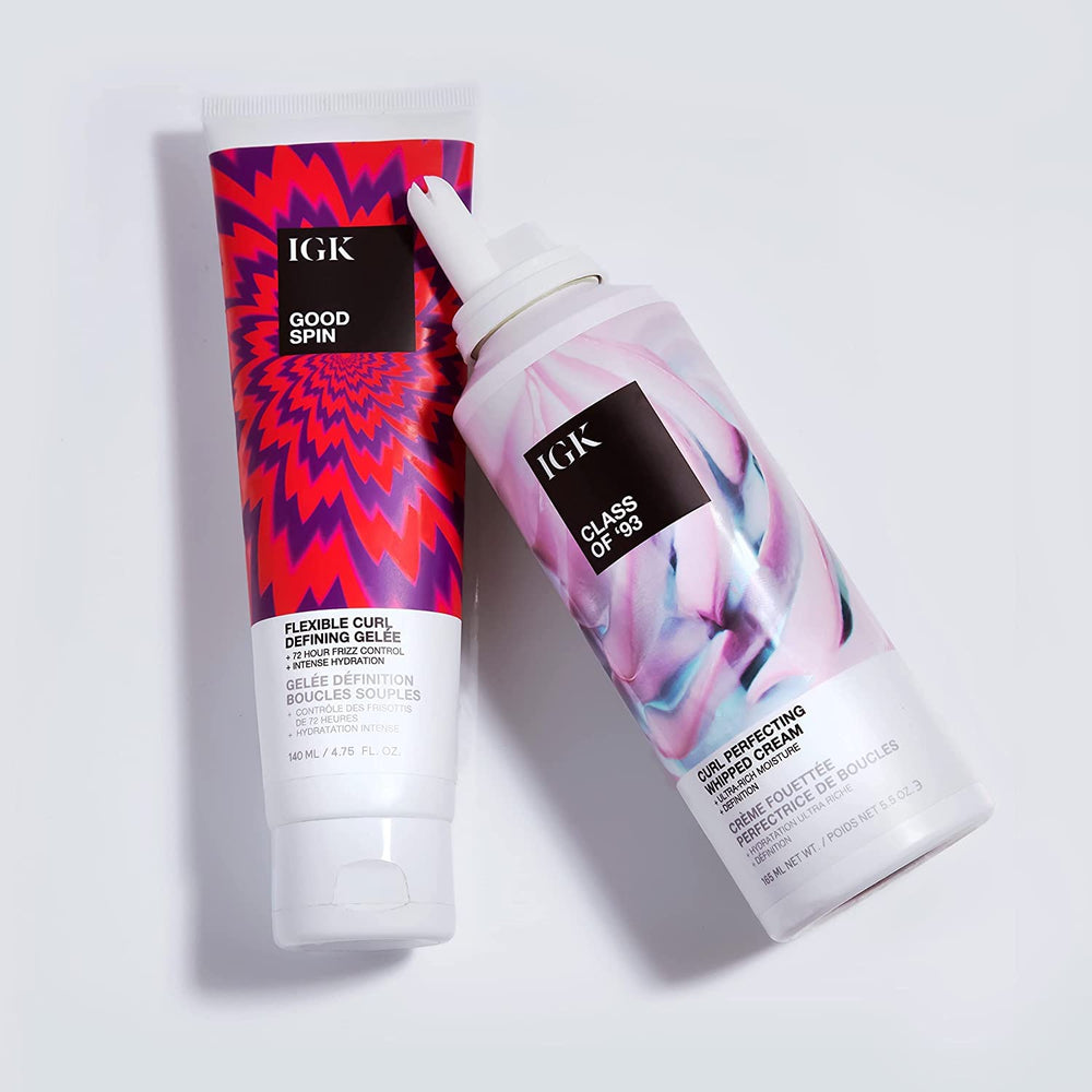 IGK Class of '93 whipped cream applied to damp hair for detangling ease.
