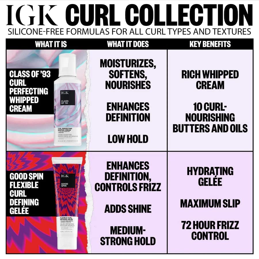 IGK Class of '93 swirl on curls illustrating definition and natural shine.