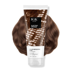 IGK Electric Bronze color depositing mask bottle for bronze gloss and conditioning