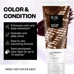 IGK Electric Bronze mask jar ready to refresh bronze tones on hair