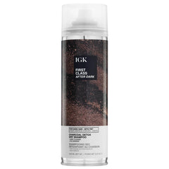IGK First Class After Dark charcoal dry shampoo bottle with soft brown tint for dark hair
