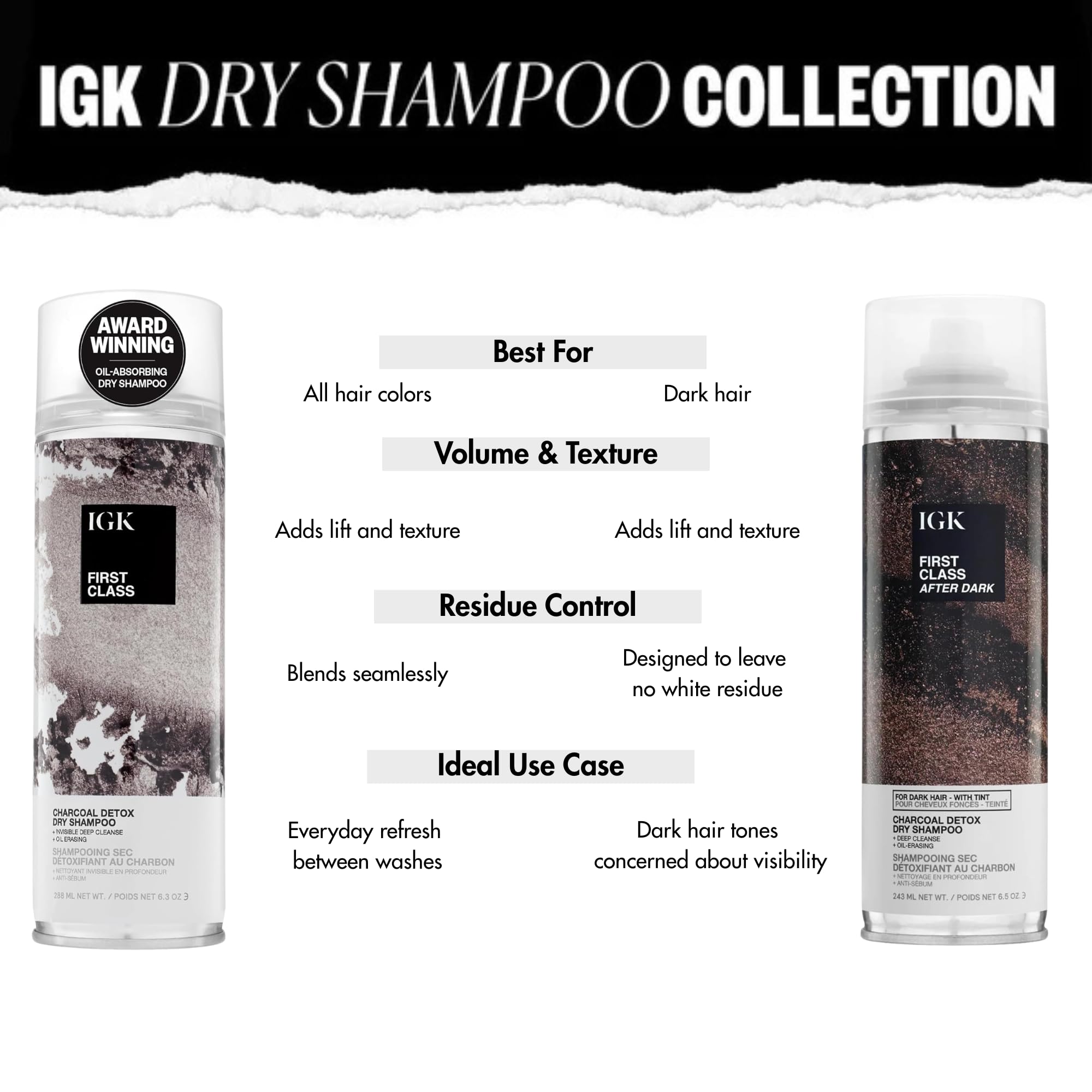IGK First Class After Dark long-lasting oil control between washes