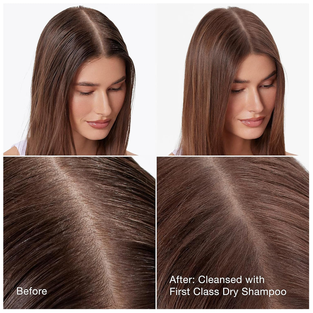 IGK First Class Charcoal Detox Dry Shampoo applying action on roots for quick refresh